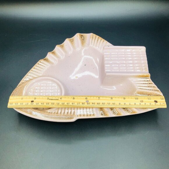 Beauceware Ceramic Ashtray #688 Pink Rust Spatter Glaze Oversized Console Bowl - Picture 11 of 14